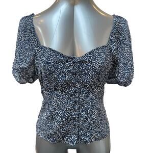 Madewell Sweetheart Top Bengali Blockprint Women's Size 8 Blue